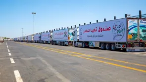 الفيديوهات المتداولة لدخول معدات هندسية مصرية إلى غزة لإعادة الإعمار 